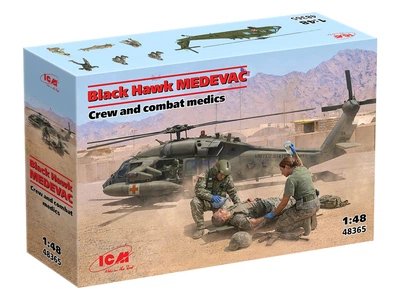Сборная модель ICM Black Hawk MEDEVAC, экипаж и боевые медики – масштаб 1:48 (48365)