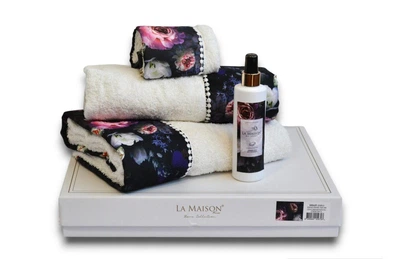 Подарочный набор полотенец La Maison 3 шт Violet Ekru Белый (30х50, 50х90, 70х140) + аромат