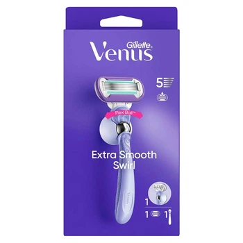 Станок для бритья (бритва) Venus Gillette Extra Smooth Swirl 5 лезвий (1 ручка + 1 сменный картридж + настенное крепление)
