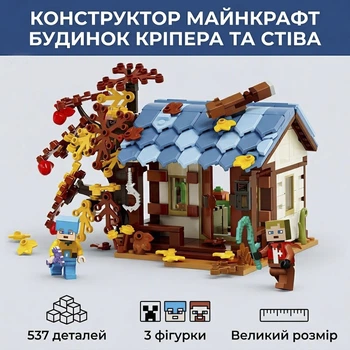 Конструтор Майнкрафт My World, 537 деталей - Башня Приключения Стива, Дом на Деревне в Тайзе