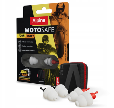 Беруши для мотоциклистов Alpine MotoSafe Duo 2026 Tour + Sport 2 пары с футляром