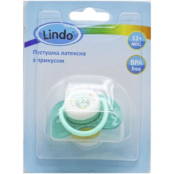 Пустушка латексна з прикусом бірюзова Lindo (213841)