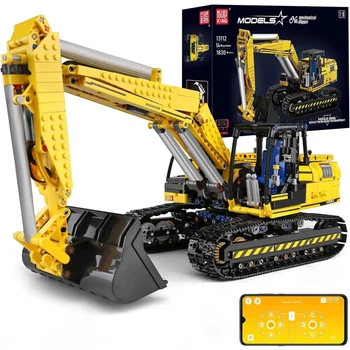 Конструктор Mould King Экскаватор на радиоуправлении 2169 деталей Technic 13112S желтый