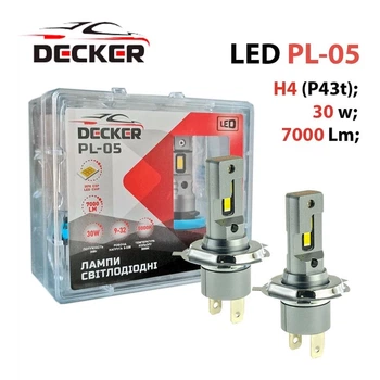 Лампи світлодіодні для фар DECKER LED PL-05 H4 5000K 7000 LM 30W 2шт комплект