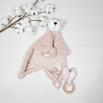 Игрушка-комфортер и эко-грызунок a.l.babybox Сладкие объятия Розовый Тедди