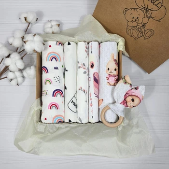Набор пеленок для новорожденных с грызуном a.l.babybox Мечтательные зайчата Разноцветные