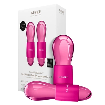 Набір масажерів для очей та обличчя GESKE Cool & Warm Duo Eye Massager 7 в 1 кріосфери з боросилікатного скла для охолодження та нагрівання шкіри зменшення набряків і темних кіл Малиновий