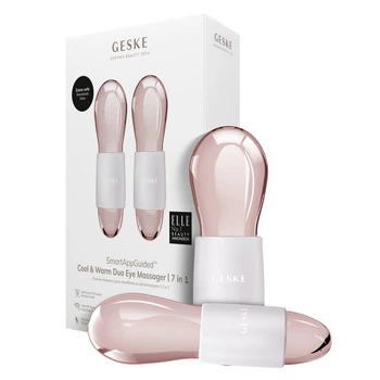 Набір масажерів для очей та обличчя GESKE Cool & Warm Duo Eye Massager 7 в 1 кріосфери з боросилікатного скла для охолодження та нагрівання шкіри зменшення набряків і темних кіл Персиковий