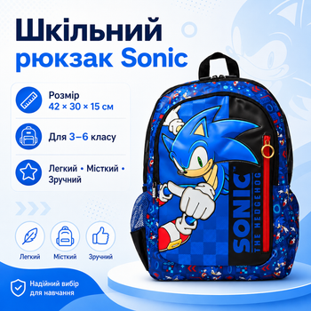 Школьный рюкзак Sonic Smiggle 42×30×15 см | Детский рюкзак Соник с мягкими лямками и водоотталкивающей тканью