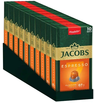 Упаковка кави меленої в капсулах Jacobs Espresso 7 Classico сумісні з Nespresso 10 пачок x 10 шт (8711000376003)
