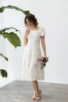 Літнє плаття з квітковим візерунком, міді FashionYouWant S жовтий 43450202