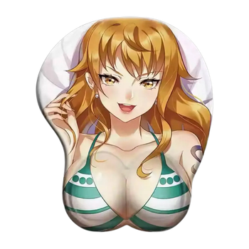 3D коврик для миші з підлокітником аніме Nami One Piece руде волосся зелений купальник — подушка під зап'ястя
