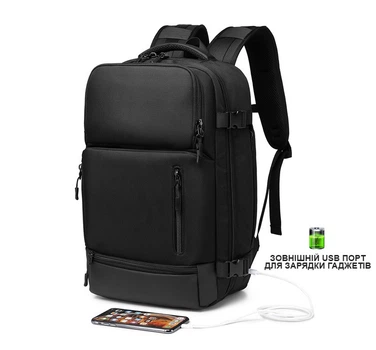 Рюкзак Ozuko 9405L 39л з відділенням для ноутбука 15.6", Чорний