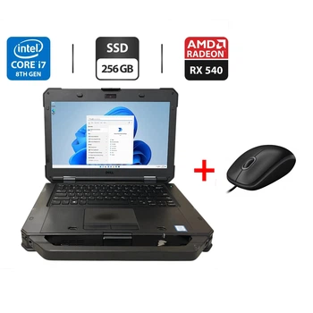 Защищенный ноутбук Dell Latitude 5424 Rugged / 14" (1920x1080) IPS / Intel Core i5-8350U (4 (8) ядра по 1.7 - 3.6 GHz) / 32 GB DDR4 / 256 GB SSD M.2 / AMD Radeon RX 540, 4 GB GDDR5, 128-bit / WebCam / Два АКБ б/у + Подарок Проводная мышь / USB