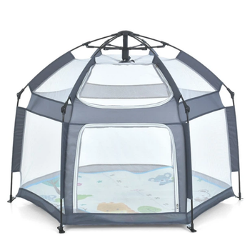 Манеж-шатер детский, с москитной сеткой 130х130х115 см, серый (79019-22)