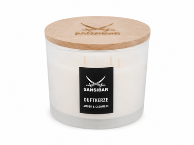 Ароматична свічка Sansibar Duftkerze Amber & Cashmere з дерев’яною кришкою