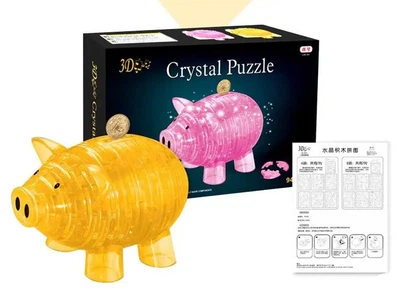Об'ємний 3D Crystal Puzzle «Свинка-скарбничка» рожева, 3D пазл-головоломка 94 деталі 9019