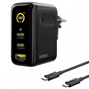 Зарядное устройство Baseus USB/2Type-C 100W + кабель Type-C PicoGo AE21 Black (E0121B00)