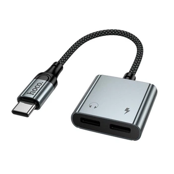 Адаптер Hoco UPA34A digital audio converter Type-C to dual Type-C Metal Gray