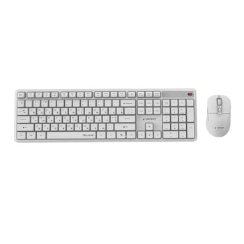 Комплект (клавиатура, мышь) беспроводной Gembird KBS-WMS-01-W-CYRL White