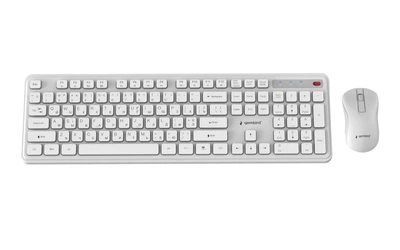 Комплект (клавиатура, мышь) беспроводной Gembird White (KBS-WPS-01-W-CYRL)