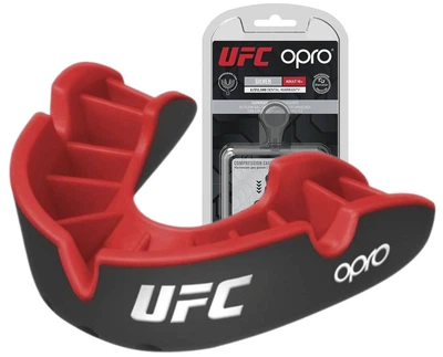 Капа OPRO Silver UFC для боксу та єдиноборств дитяча до 10 років чорно-червона (7577AD4430AB)