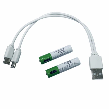 Аккумуляторная батарея DAWEIKALA AAA 3000 мАч 1,5V (2шт) с встроенным портом Type-C и зарядным кабелем USB Type-C в комплекте