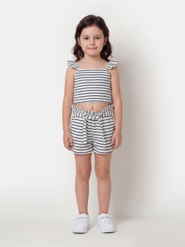 Детский комплект (майка + шорты) для девочки Minoti 18SET 44 40661JNR 104-110 см Белый с синим (5063025280210)