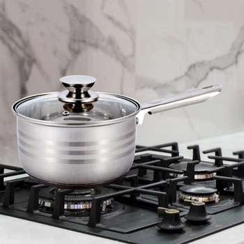 Ковш из нержавеющей стали с капсульным дном UNIQUE UN-5052 1.2 л с крышкой Silver
