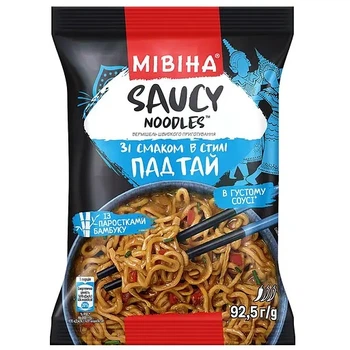 Вермішель Мівіна Saucy noodles зі смаком в стилі Пад Тай із паростками бамбуку швидкого приготування 92.5 г. (8445292214407)