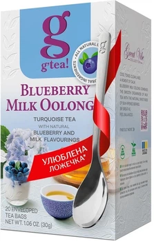 Чай бирюзовый g'tea! Blueberry Oolong с ароматом черники и молока 20 конвертов по 1.5 г (5060846025600)