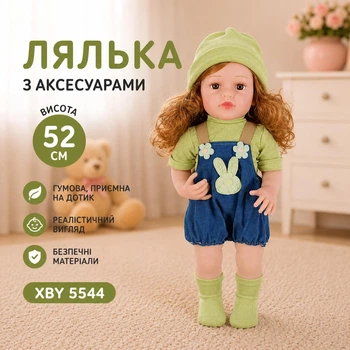 Лялька висота 52 см з аксесуарами гумова пляшечка/памперс/соска/шкарпетки/шапочка XBY 5544 (i7-181794)