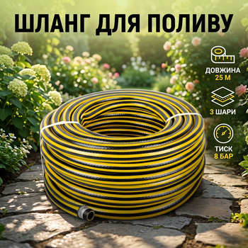 Шланг поливочный Mastertool 25 м 3/4" гибкий шланг для полива сада и огорода для воды зеленый SK_92-1067А12