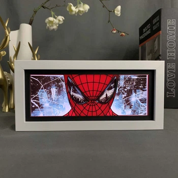 Многослойный Ночник лампа светильник аниме Spider Man Человек Паук RGB