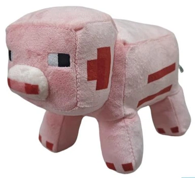 Дитяча іграшка з гри Minecraft Свинка з 2 смужками Baby Pig 16 см довжина 10 см висота майнкрафт свиня порося Mojang JINX Рожева