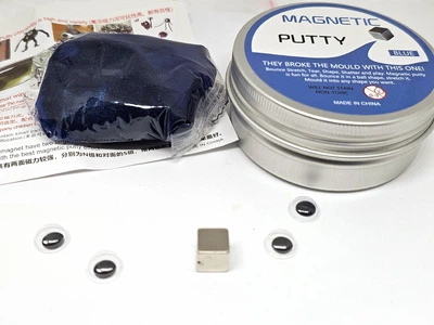 Магнітний Розумний Пластилін антистрес Thinking Putty Ігровий Набір з Магнітом / очами 40 г Слайм Blue Синій