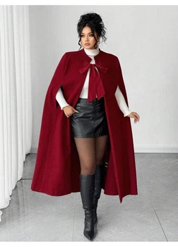 Пальто SHEIN 4XL Бордовый sz25072259450242900