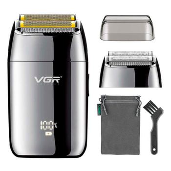 Электробритва VGR V-399 SILVER шейвер, влагостойкая, дополнительная насадка, LED дисплей