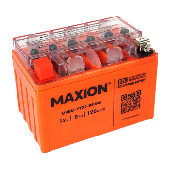 Гелиевый мото аккумулятор MAXION YTX9-BS 12V 9Ah для скутера мопеда GEL