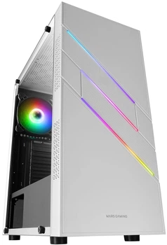 Корпус для ПК Mars Gaming MC-U3 / Midi Tower / ARGB / Закаленное стекло / Без БП / Белый (101655462)