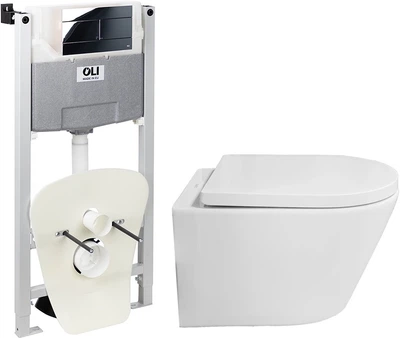 Инсталляция Oli 120 Plus с панелью смыва Slim хром + унитаз Grace Rem Vortex с сиденьем Soft Close дюропласт