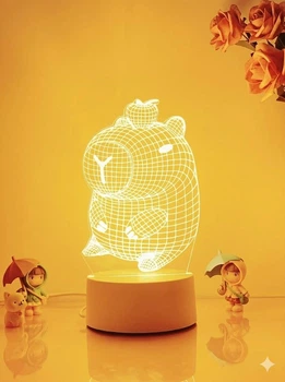 Ночник Капибара 3D 7 цветов - детский LED светильник антистресс для комнаты и на подарок (9621)