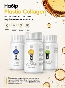Набір для кератинового випрямлення волосся Plastia Collagen 10/10 by TenTen набір 3х100мл