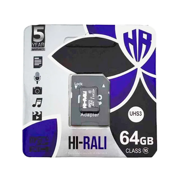 Карта пам'яті Micro SD / 64 гб/ class 10/ UHS1, з адаптером, 24504 Hi-Rali