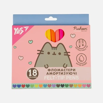 Фломастери Yes Pusheen 18 кольорів амортизуючі (650583)