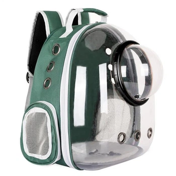 Рюкзак для переноски животных с иллюминатором CosmoPet для кошек и собак Clear Jam14725 зеленый.