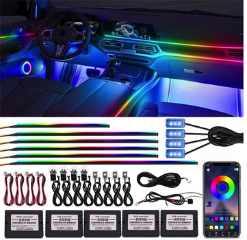 Подсветка салона авто Ambient light Rgb 18в1 набор диодных подсветок Bluetooth 12V