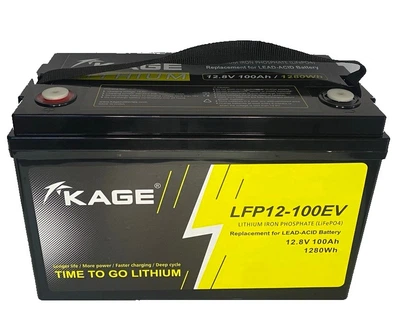 Акумулятор для ДБЖ/інвертора LiFePO4 Kage LFP-12-100 (PS-12100) 12.8V 100Ah 1.28KWh 1280Wh (BMS100) пластиковий корпус
