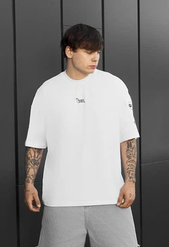 Мужская Футболка стаф белая с логотипом и надписью оверсайз Staff logo birds oversize S (392312)
