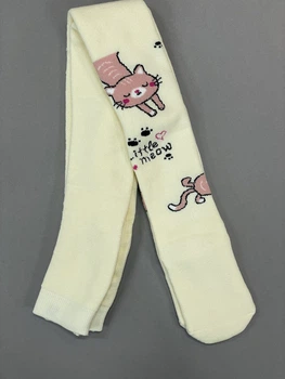 Колготки дитячі махрові KidStep Котик молочні арт.5501-065 92-98